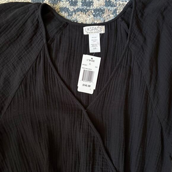 L*Space Black Shore Thing Lightweight Gauzy Relaxed Jumpsuit Large - Picture 7 of 9